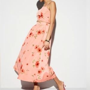 Old Navy Peach Floral Crop Top And Skirt